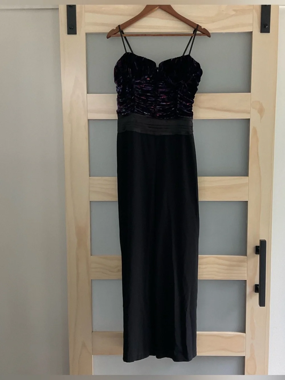 Ramy Brook Velvet Wide Leg Jumpsuit Black Metallic Bustier Adjustable Size 12